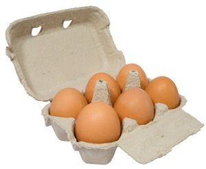 Half dozen fresh eggs in box